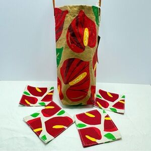 Anthurium washable paper tote with matching coaster set